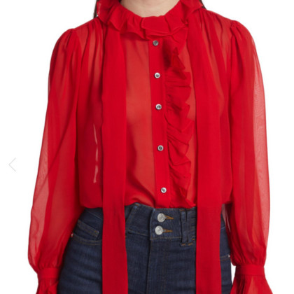 Frame Ruffled Silk Button-Front Blouse