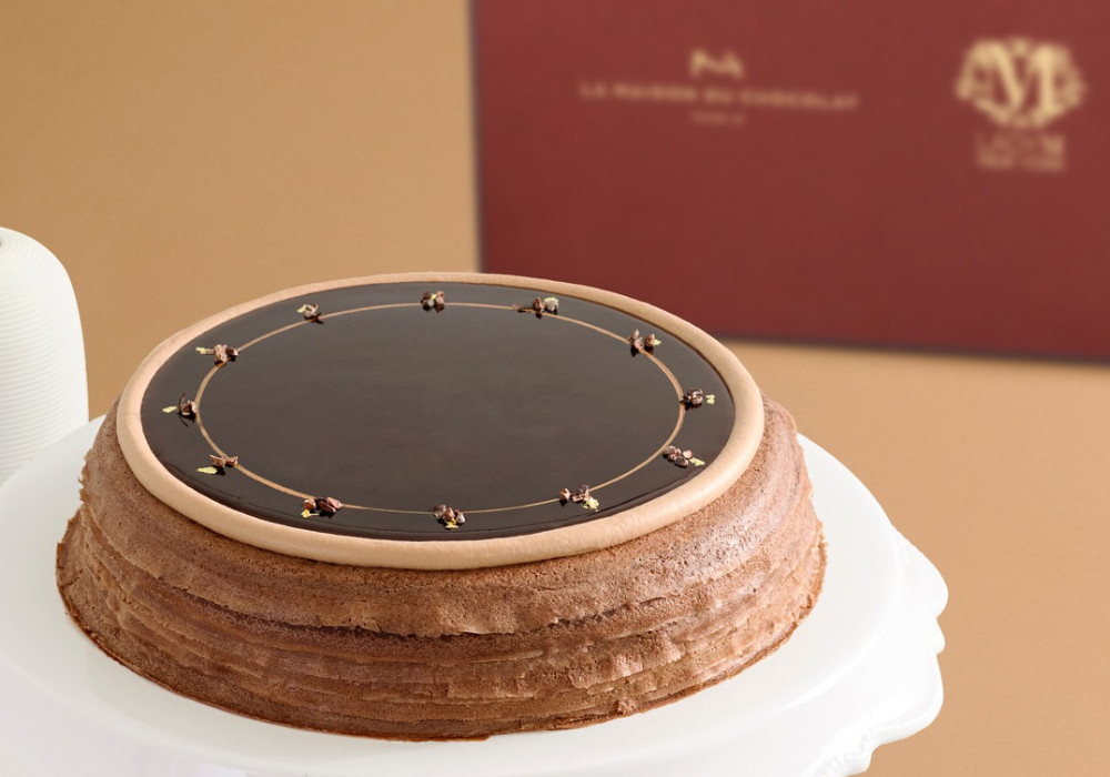 Lady M and La Maison du Chocolat end-of-year collaboration with their limited-edition chocolate Mille-feuille cake