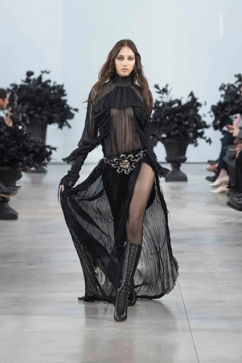 Milan Fashion Week 2025 Blumarine sheer chiffons Milan Fashion Week 2025 Blumarine sheer chiffons