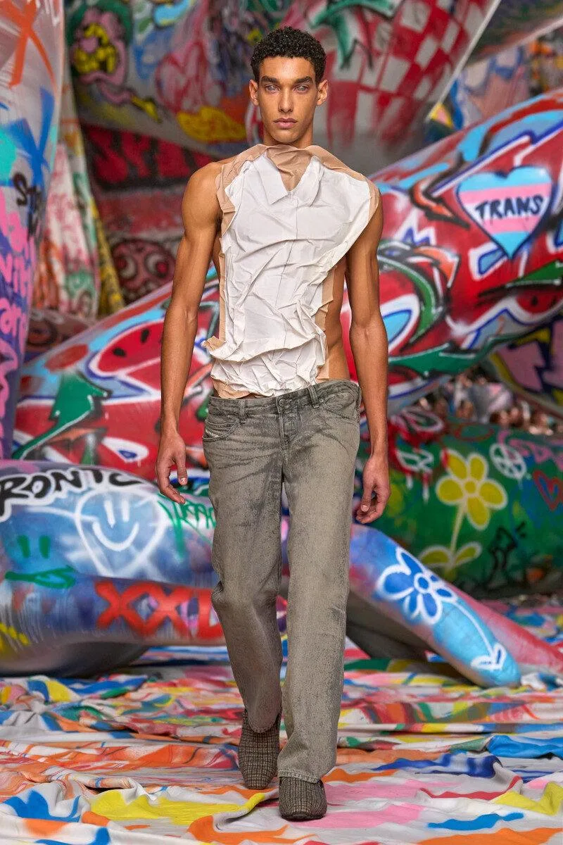 Milan Fashion Week 2025 Diesel flesh-toned knit sweater Milan Fashion Week 2025 Diesel flesh-toned knit sweater