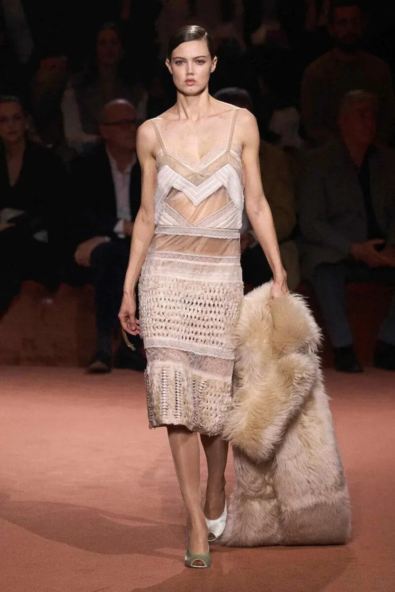 Milan Fashion Week 2025 Fendi diaphanous lace Milan Fashion Week 2025 Fendi diaphanous lace