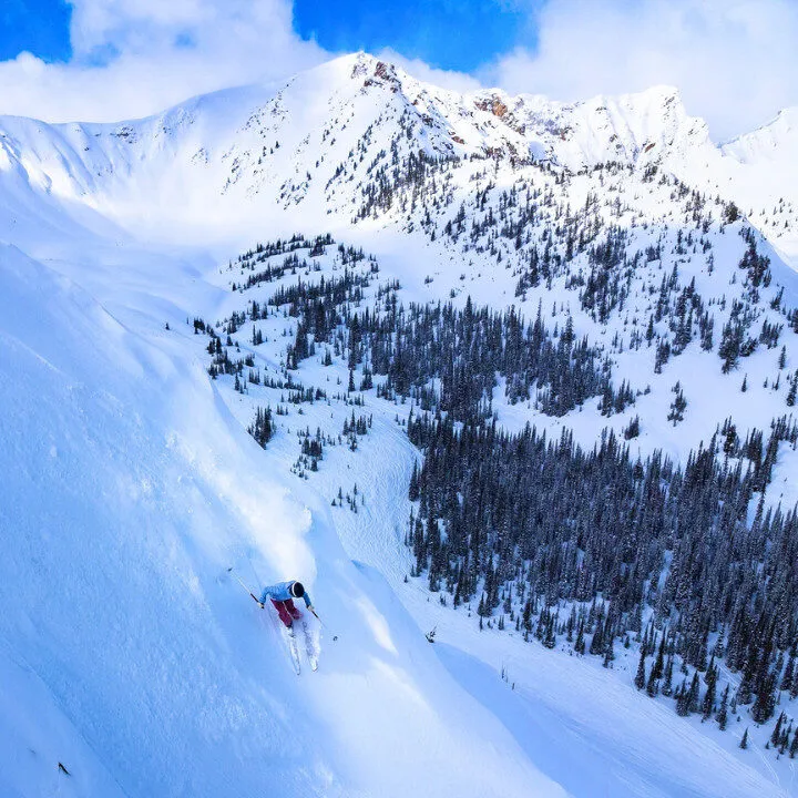 skier at kicking horse mountain resort