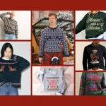 collage of christmas jumpers and sweaters