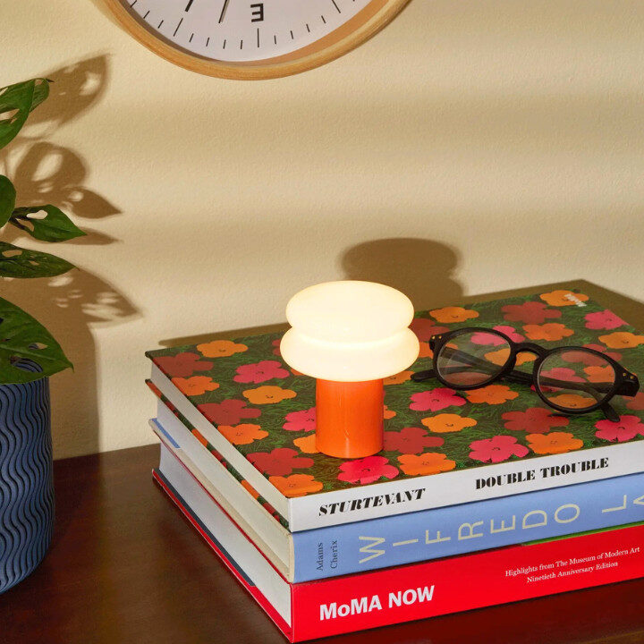mini snowman lamp on desk
