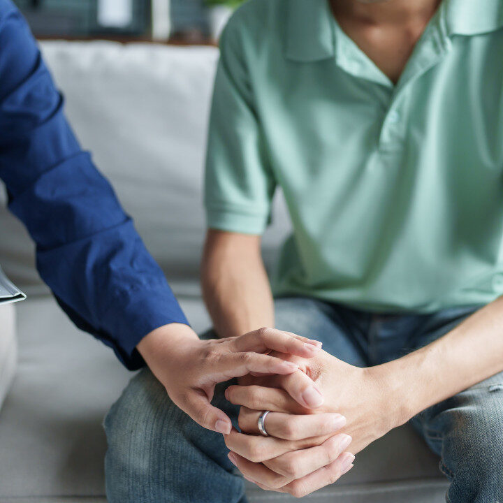 man receiving mental health support