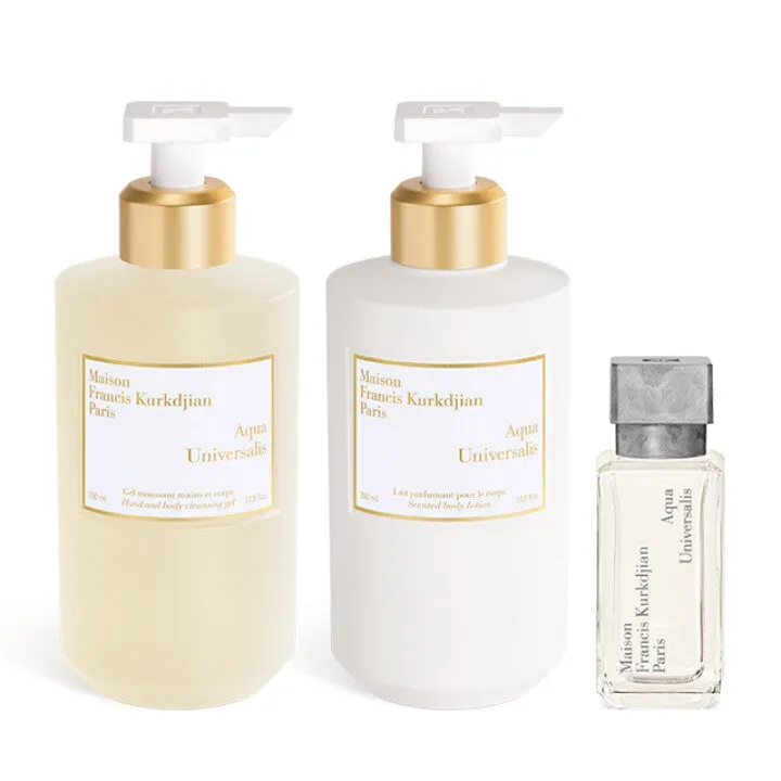 Maison Francis Kurkdjian Aqua Universalis Scented Hand & Body Cleansing Gel, Scented Body Lotion and Eau de toilette Trio