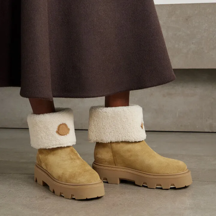 Moncler Aurea Mid Suede & Shearling Boots