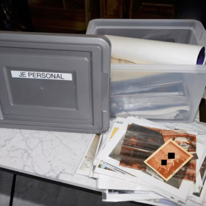 epstein files image of box with images and documents labelled JE Personal