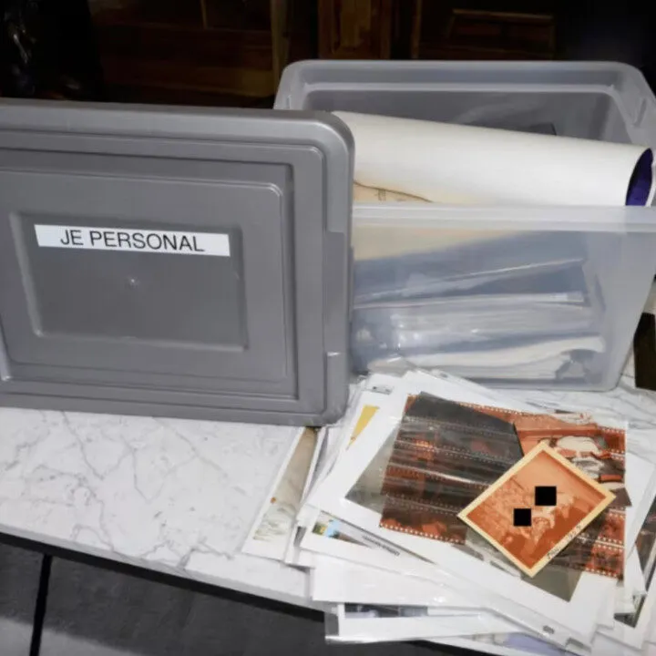 epstein files image of box with images and documents labelled JE Personal