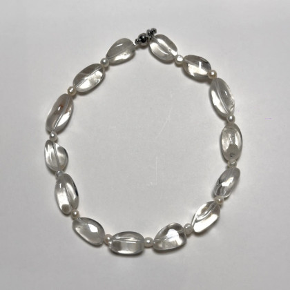 Amp Up Your Vibe Necklace (Brazilian Polished Oval Milky Quartz & Mini Fresh Water Pearls)