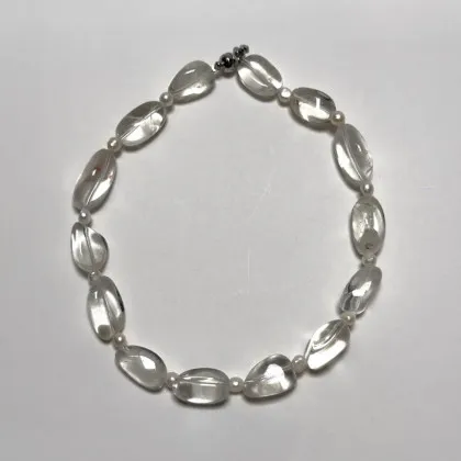 Amp Up Your Vibe Necklace (Brazilian Polished Oval Milky Quartz & Mini Fresh Water Pearls)