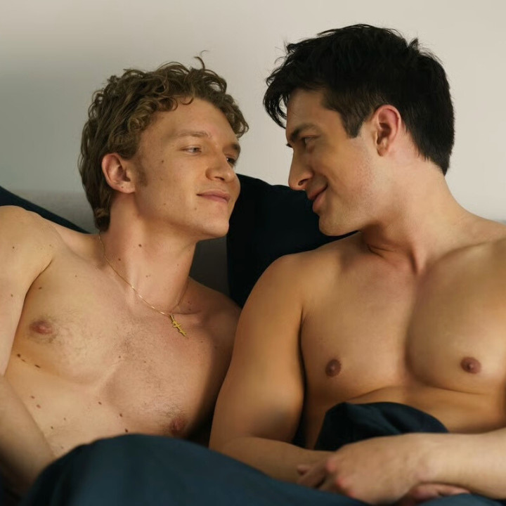 hudson williams and connor storrie in bed in heated rivalry