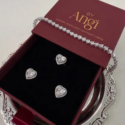 By Angi Double Halo Heart Lab Grown Diamond Studs
