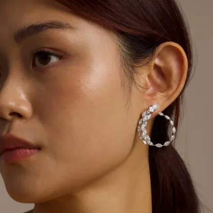 By Angi Elegant Serpent Lab Grown Diamond Hoop Earrings